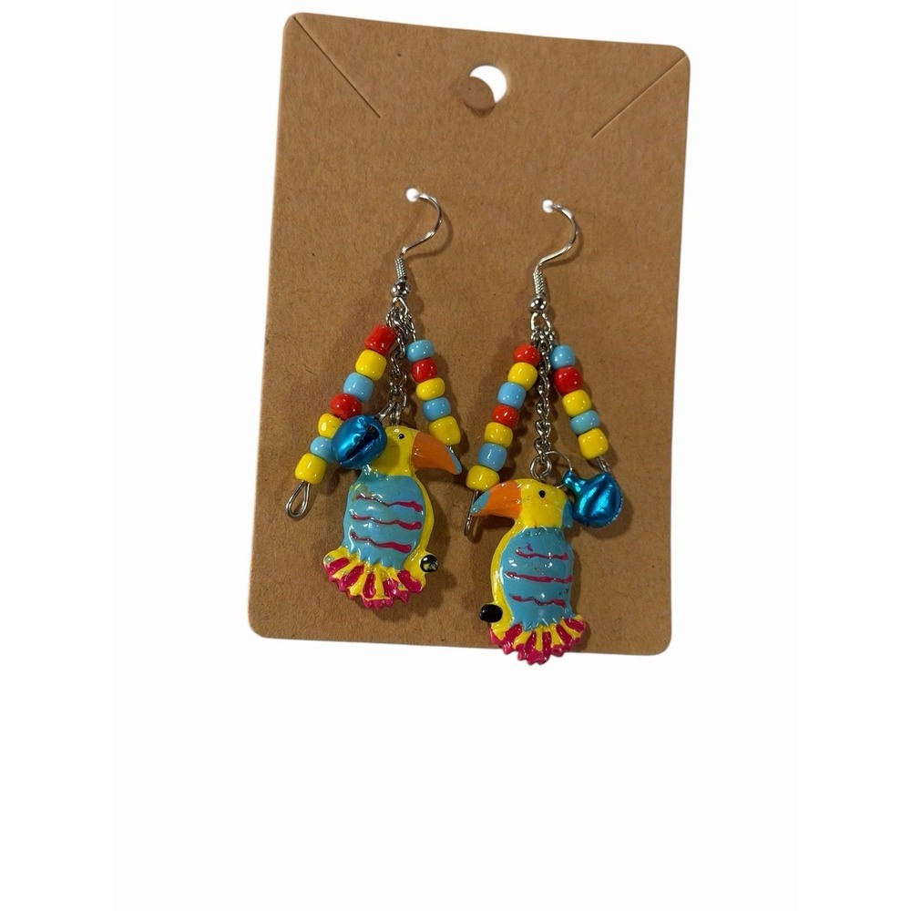 NEW Novelty Fashion EARRINGS beaded dangle hook bird